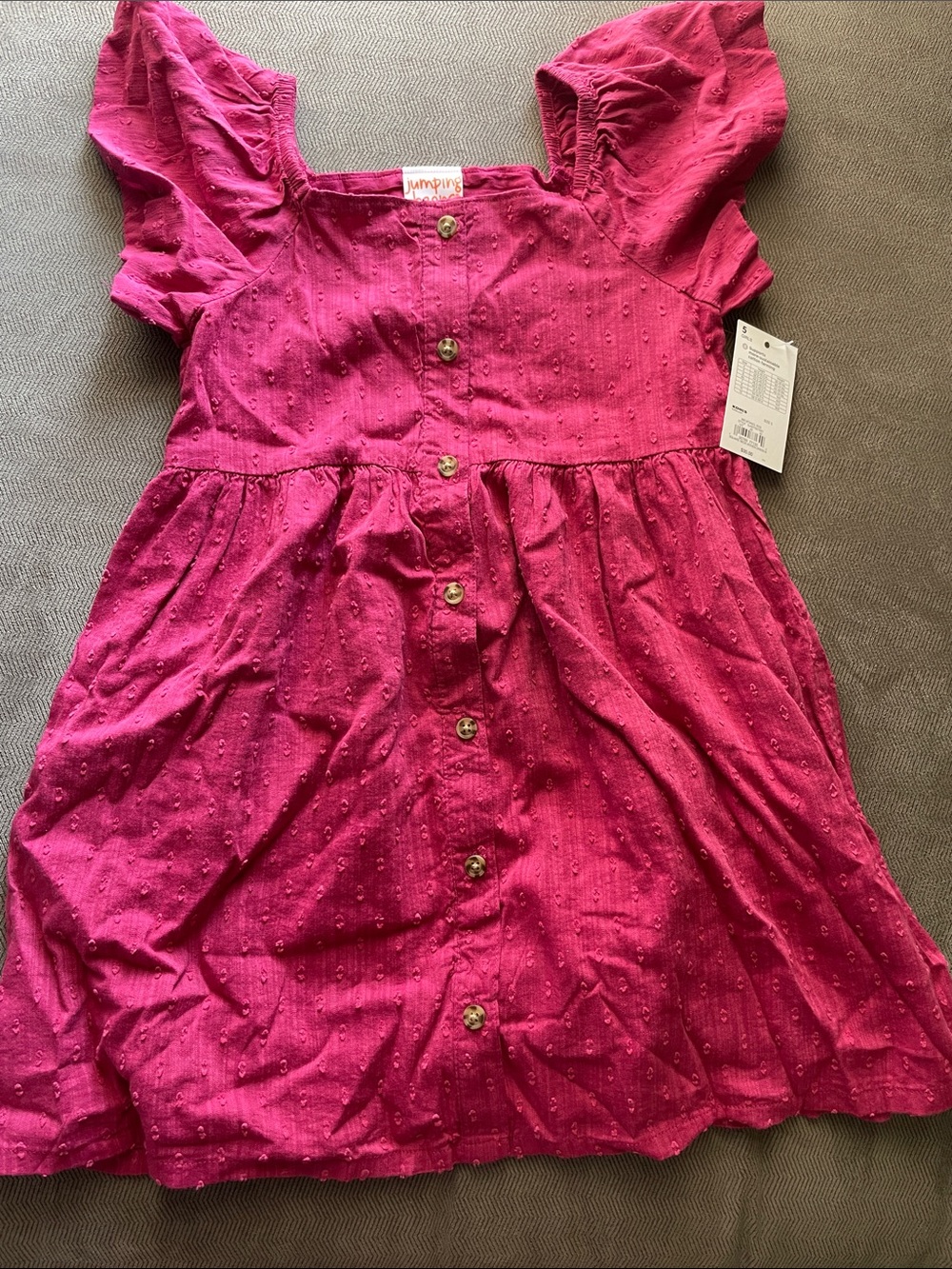 jumping beans Magenta Button-Front Square Neck Dress
